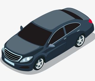 黑色卡通轿车免抠