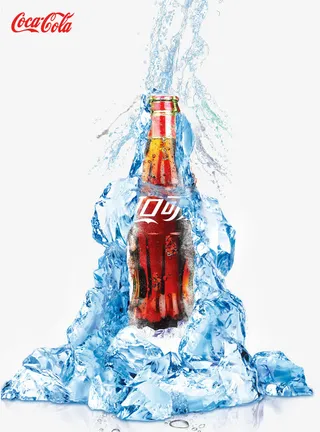 可乐冰块夏日创意海报免抠
