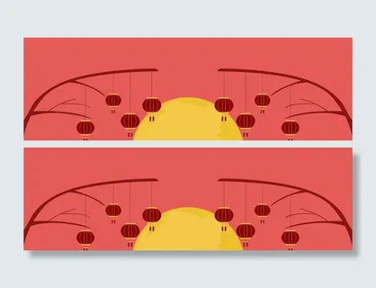 新年扁平红色海报banner背景高清