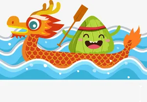 彩色创意粽子划龙舟元素免抠