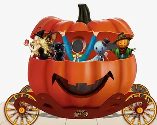 万圣节拍照南瓜车免抠