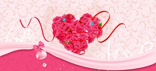 520告白日梦幻红色爱心丝带花瓣背景高清