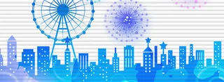 城市摩天轮卡通背景高清