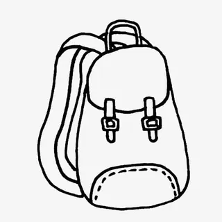 时尚双肩包包简笔画免抠