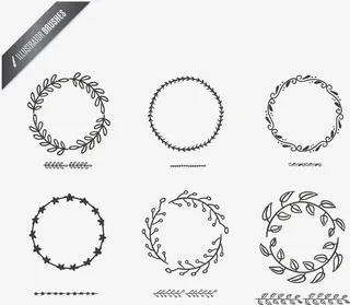 12款手绘树枝与圆环矢量素材免抠