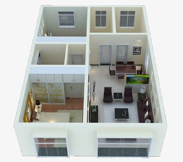 模拟室内鸟瞰图片免抠