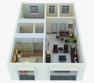 模拟室内鸟瞰图片免抠