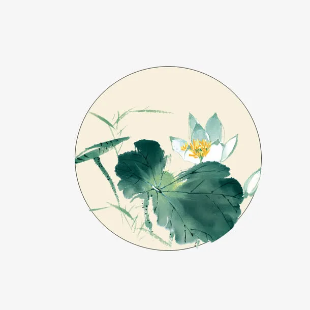 古风复古荷花圆圈免抠