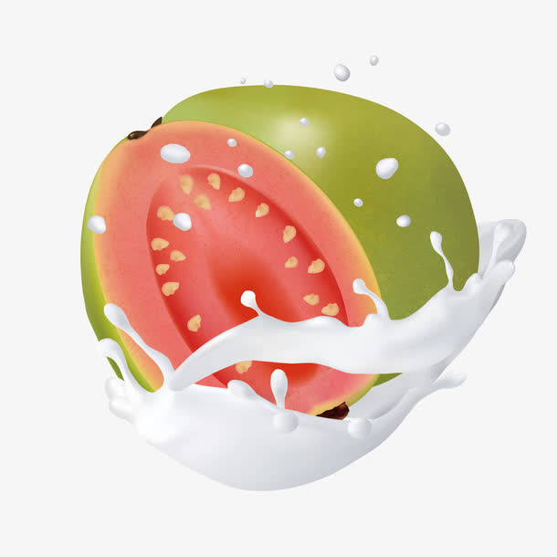 手绘飞溅的青芒牛奶png免抠