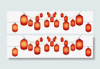 手绘装饰新年灯笼素材免抠