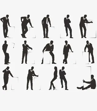 手拿白板的商务人物剪影免抠