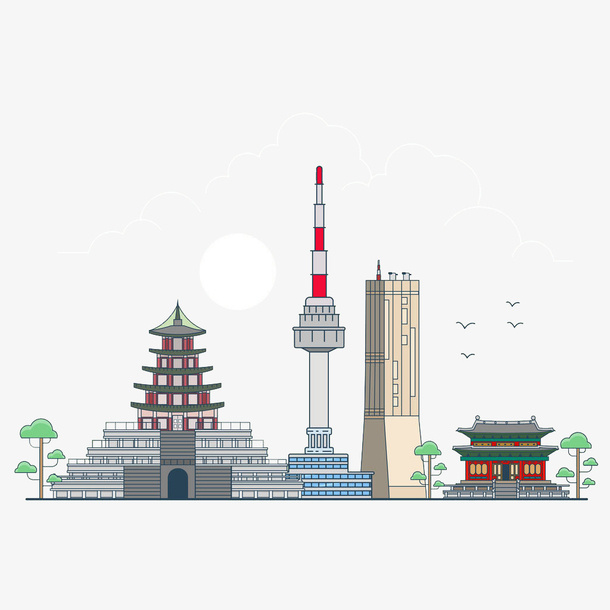 韩国地标旅游元素免抠