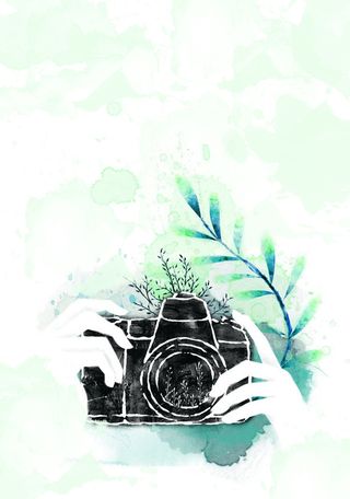 手绘相机墨迹海报高清