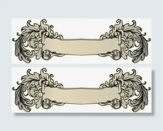 矢量手绘复古欧式商标丝带花纹免抠