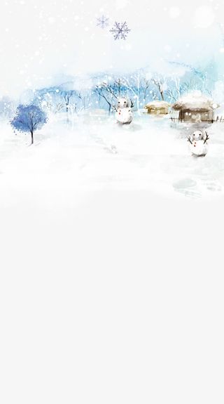 冬季下雪雪人小屋免抠