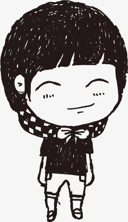 手绘开心人物女孩免抠