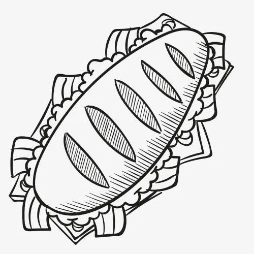 铅笔画 食物 汉堡包 热狗 快免抠