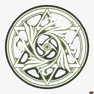 绿色圆形卡通六芒星法阵免抠