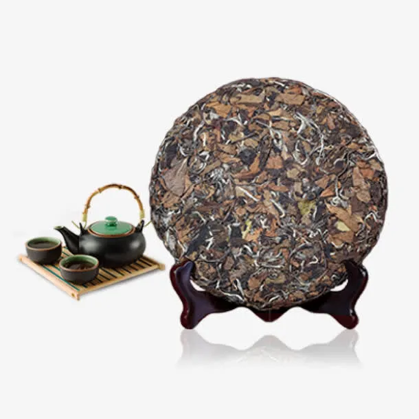 福鼎白茶圆饼素材免抠