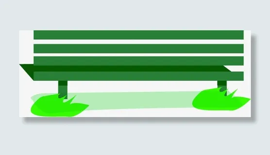 春天手绘公园绿色长椅免抠