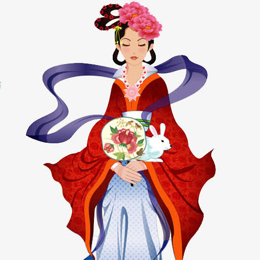 中秋节中国风古典美女免抠