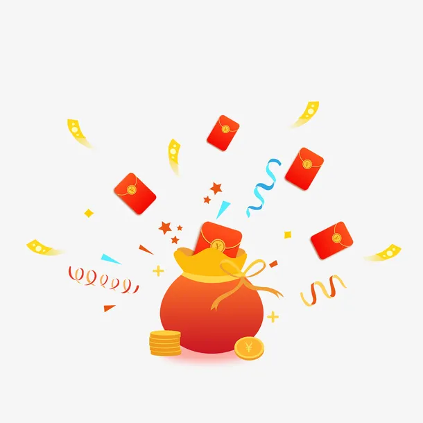 矢量钱袋红包雨免抠