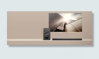 米色背景墙电视音响