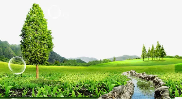 草地小溪背景素材