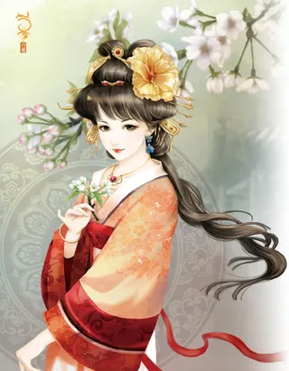 金色卷发羞涩女子免抠