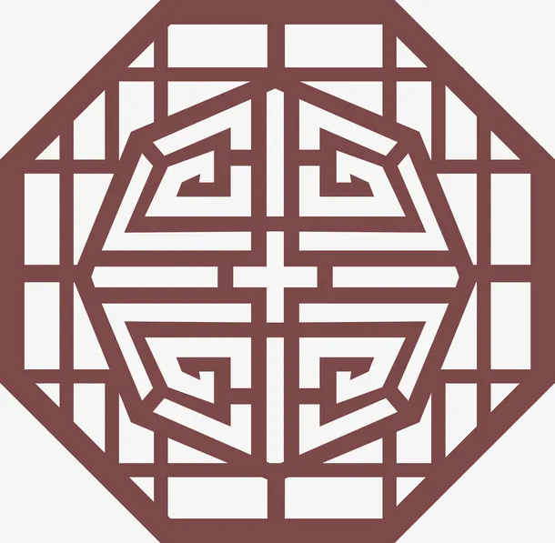 中国风边框剪纸古典窗花免抠