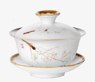 带盖瓷器茶碗免抠