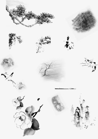 国画松树植物素材免抠