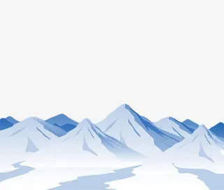 手绘蓝色雪山免抠