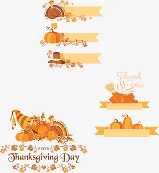 感恩节各种标题素材免抠