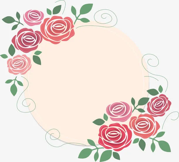 手绘红色玫瑰花花藤免抠
