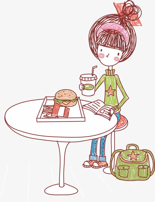 喝着咖啡的女孩免抠