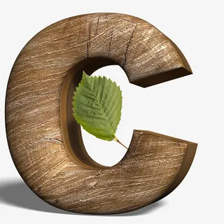 高清免抠立体木头英文字母C免抠