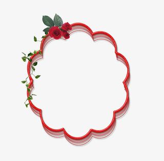 红玫瑰装饰花型白框免抠