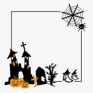 万圣节卡通方形边框元素免抠