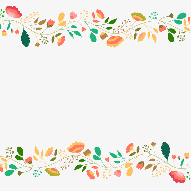卡通手绘花海矢量插画素材免抠