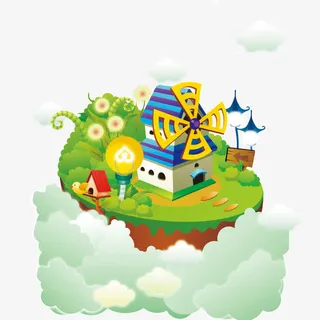 卡通屋子学习宣传单免抠