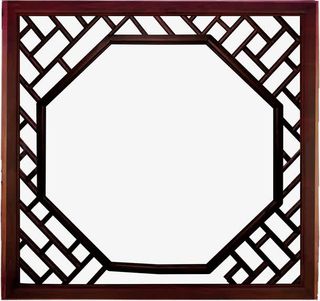 唯美精美中国风窗户花纹边框免抠