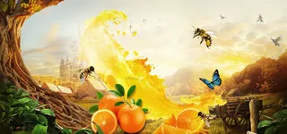 创意合成夏日饮料果汁海报背景高清