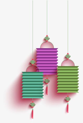 矢量悬挂新年装饰灯笼素材免抠