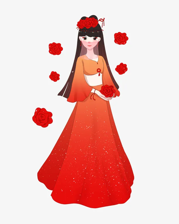 新年喜娘美女新娘元素免抠