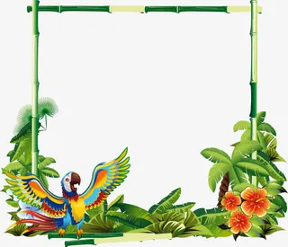 矢量鹦鹉和花朵免抠