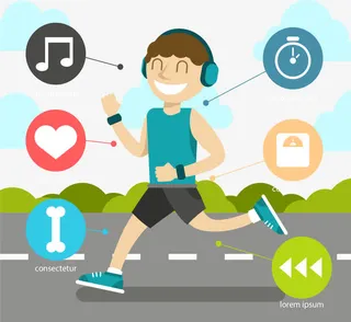 周末早起跑步锻炼的人免抠