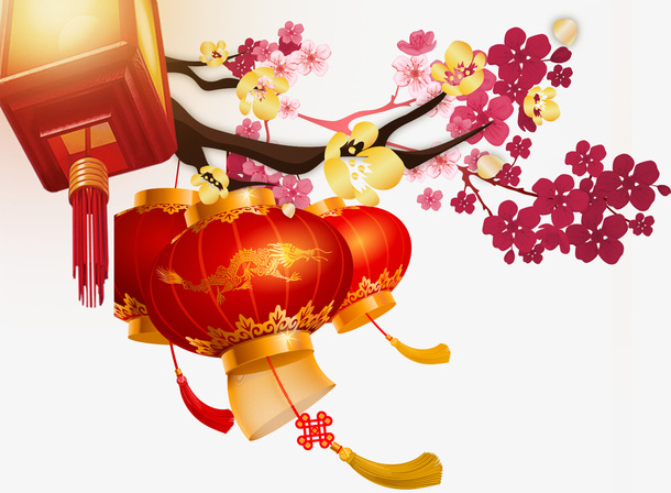 冬天梅花灯笼免抠
