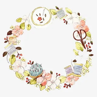 花朵针线工具花环免抠