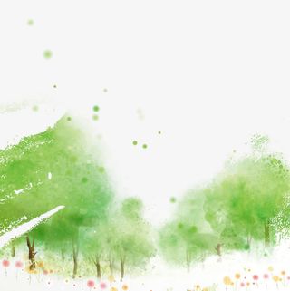 卡通春季绿色街道小清新树林背景免抠手绘/卡通卡通元素